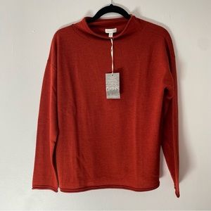 Garnet Hill Sweater Merino Wool Size Medium Burnt Orange NWT!